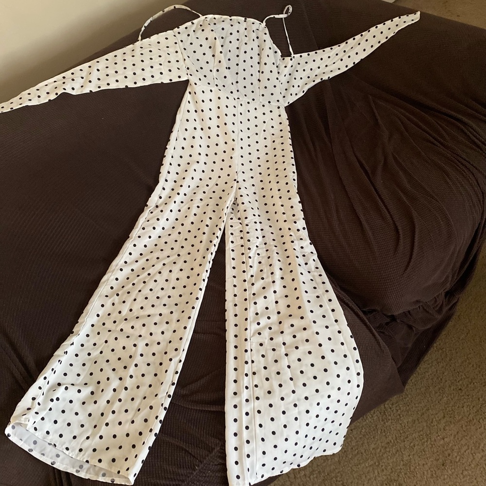 White Polkadot Date-nite Jumpsuit